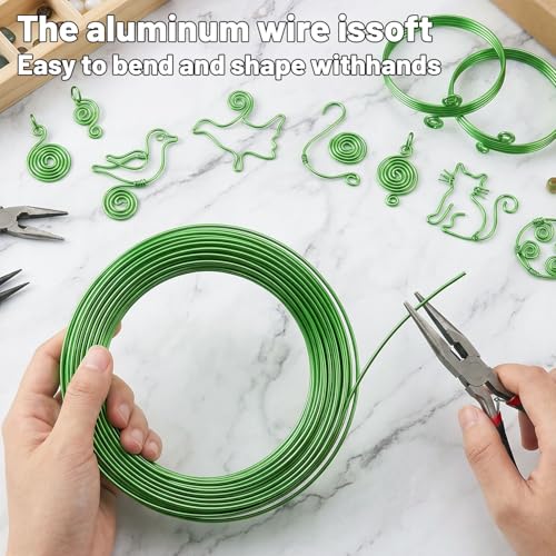 Image of Tenn Well 165ft 18 Gauge Aluminum Craft Wire Green Bendable for Jewelry | Bendable metal wire for sculpting, floral making, wreath making, wire wrapping, Christmas
