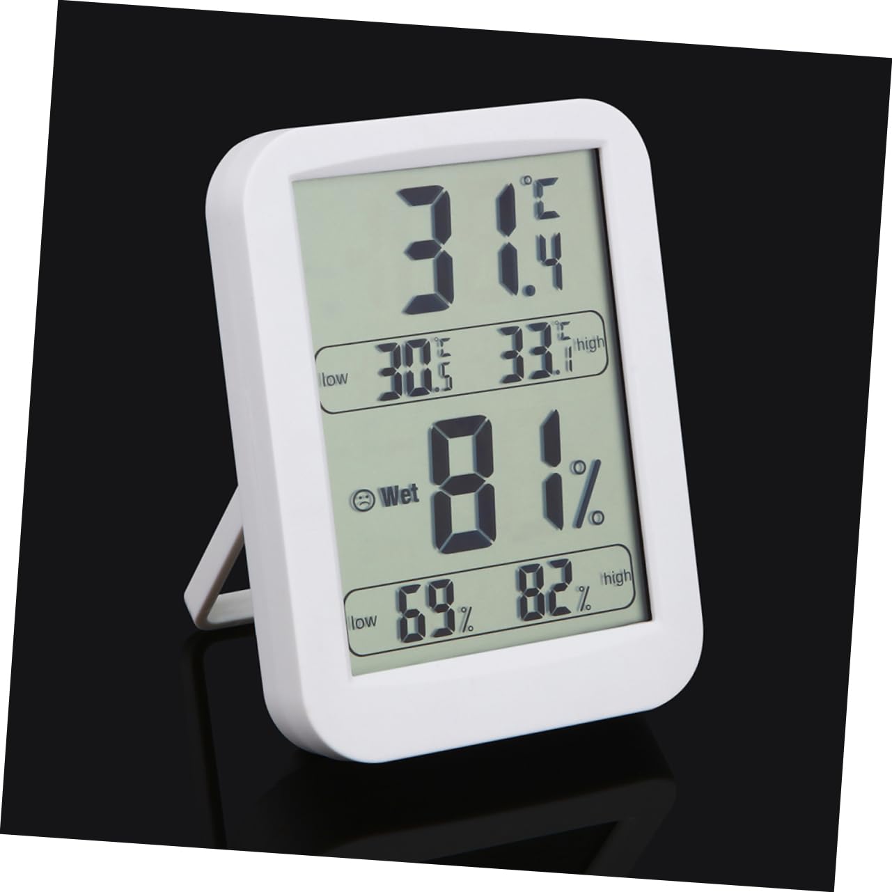 Hygromètre D'intérieur Numérique Grand Écran Blanc Abs