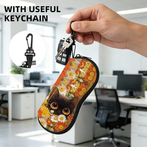 Image of Sunglasses Soft Case, Cute Ultra Light Portable Neoprene Zipper Eyeglass Glasses Case with Belt Clip for Men Women