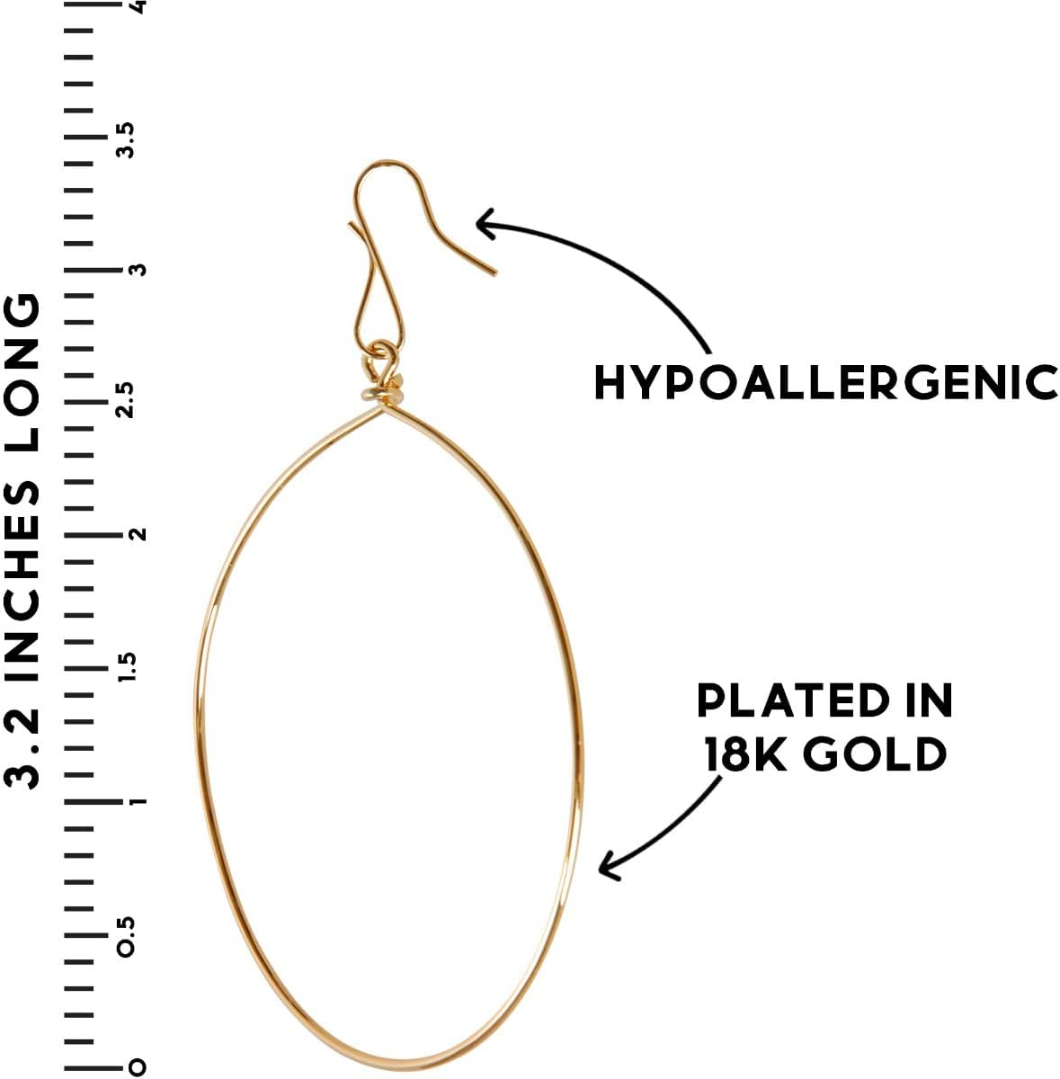 Dangle Hoop Earrings for Women - Minimalist Geometric Round Drop Hoops - Hypoallergenic, Safe for Sensitive Ears - Plated in 18K Gold or 925 Sterling Silver - Image 4