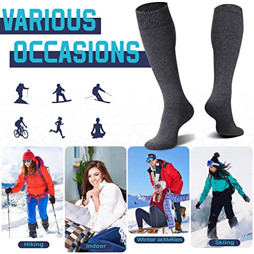 Image of DoSmart Womens Winter Warm Knee High Socks Ladies Wool Cozy Thick Hiking Skiing Comfy Thermal Boot Long Socks 2 Pairs