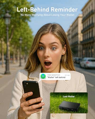 Smart Tracker Wallet for Men | RFID Blocking | Find My Compatible (iOS 14.5+) | Replacement for AirTag Wallet | Slim Bifold with Money Clip | 8 Card Holder & ID Window | Carbon Black3