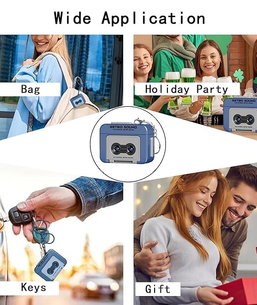 Image of Mini Retro Cassette Tape Recorder Keychain, 15-Second Audio Recorder and Music Player, Vintage Style Keyring Gift for Bag Backpacks Purse