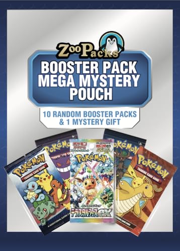Zoo Packs Booster Pack Mega Mystery Pouch | 10 Booster Packs + 1 Mystery Gift Item | Compatible with Pokemon Cards