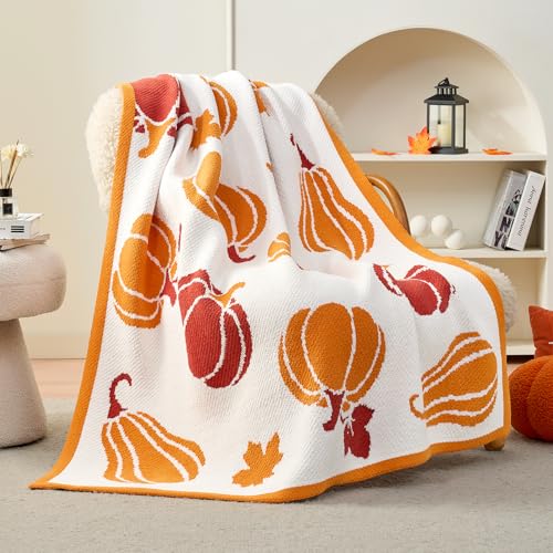 Am&eacute;lie Home Fall Throw Blanket for Couch Pumpkin Harvest Maple Le...