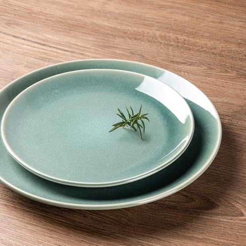 Image of GBHOME Ceramic Dinnerware Sets for 8, 24 Pieces Stoneware Plates and Bowls Sets, Reactive Glaze Dish set -Scratch Resistant, Dishwasher&Microwave Safe-Malachite Green