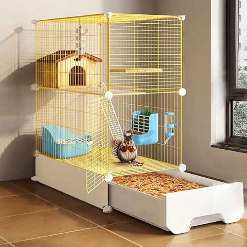 Cage d'intérieur maille métallique écureuil chinchilla 3 niveaux amovible