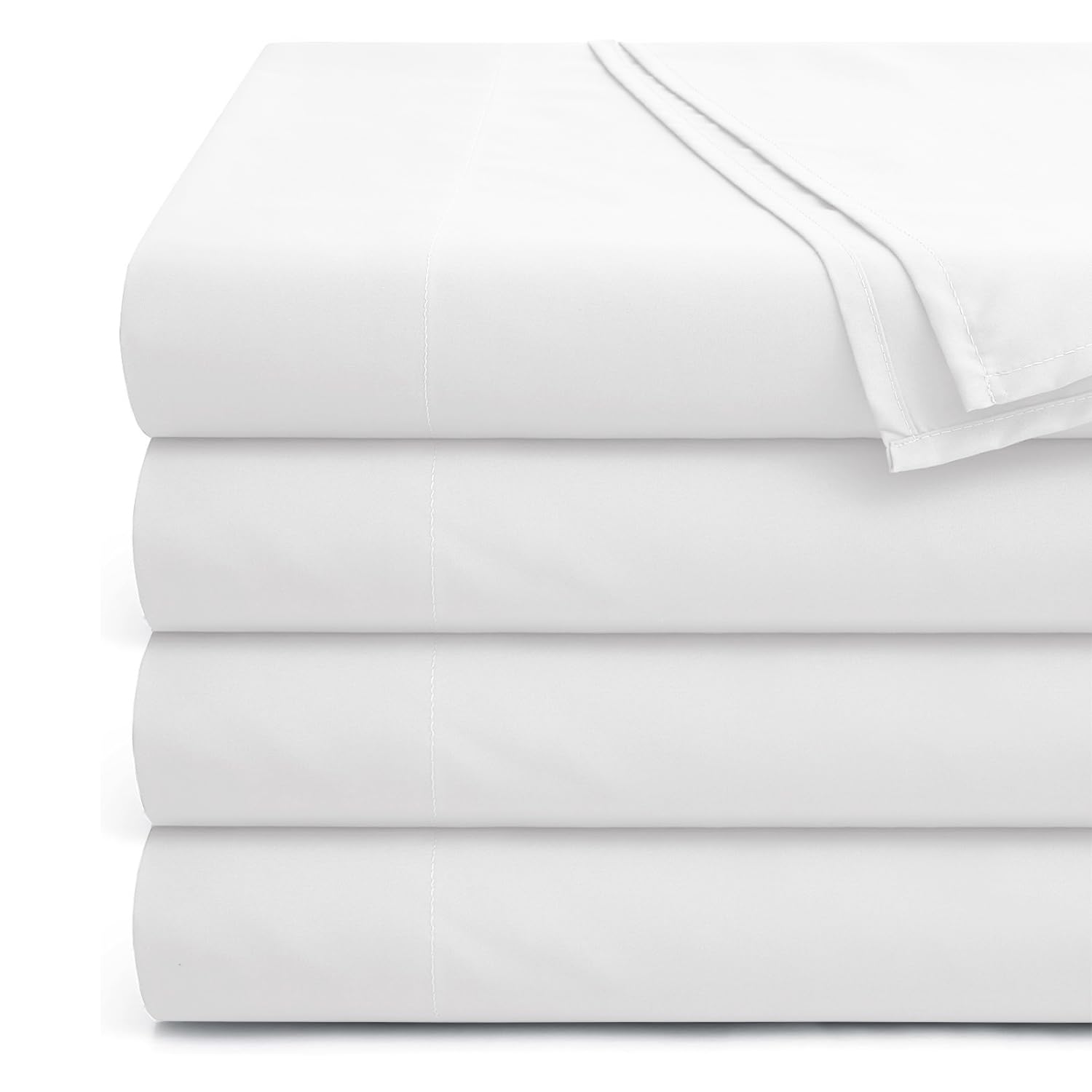 Hafaa Flat Sheet 100% Egyptian Cotton Bed Sheets 200 Thread Count Super Soft & Breathable Hotel Quality Bed Sheet - Wrinkle & Shrinkage Resistant (White, Super King 4 Pack) โ image 1