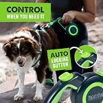 Mighty Paw Retractable Dog Leash 2.0 | 16' Heavy Duty Reflective Nylon Tape Lead for Pets up to 0-50 lbs. Tangle Free Design W/One Touch Quick-Lock Braking System & Anti-Slip Handle (Green/Lite) - Image 3