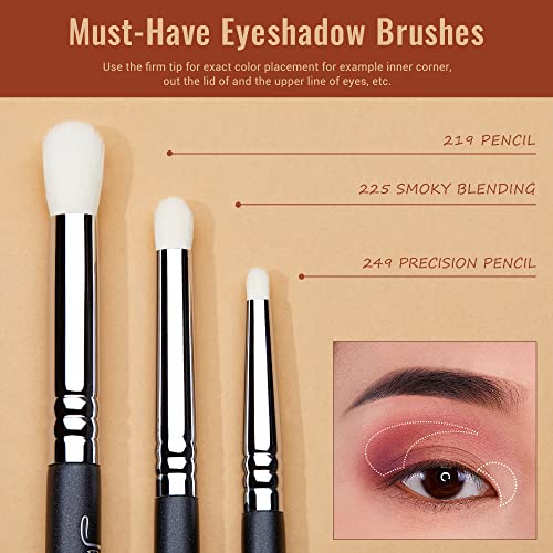 Jessup Eyeshadow Brush Set 11Pcs Eye Makeup Brushes Set Professional Eye Shadow Brush Blending Brush Shader Crease Brush Black T340 #TOP3