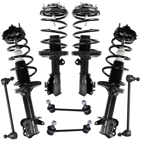 Image of Detroit Axle - 8pc Front Rear Struts Kit for 2001 2002 2003 Mazda Protege [Sport Suspension], 4 Complete Struts with Coil Spring Assembly 4 Stabilizer Sway Bar End Links Replacement Suspension