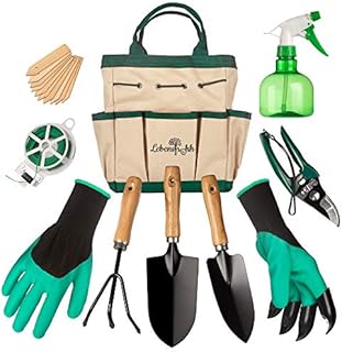 Lebensfrohh Garden Tool Set (9 Pieces  4 Tools, Tote Bag, Spray Bottle, Labels, Gloves, Plant Tie)