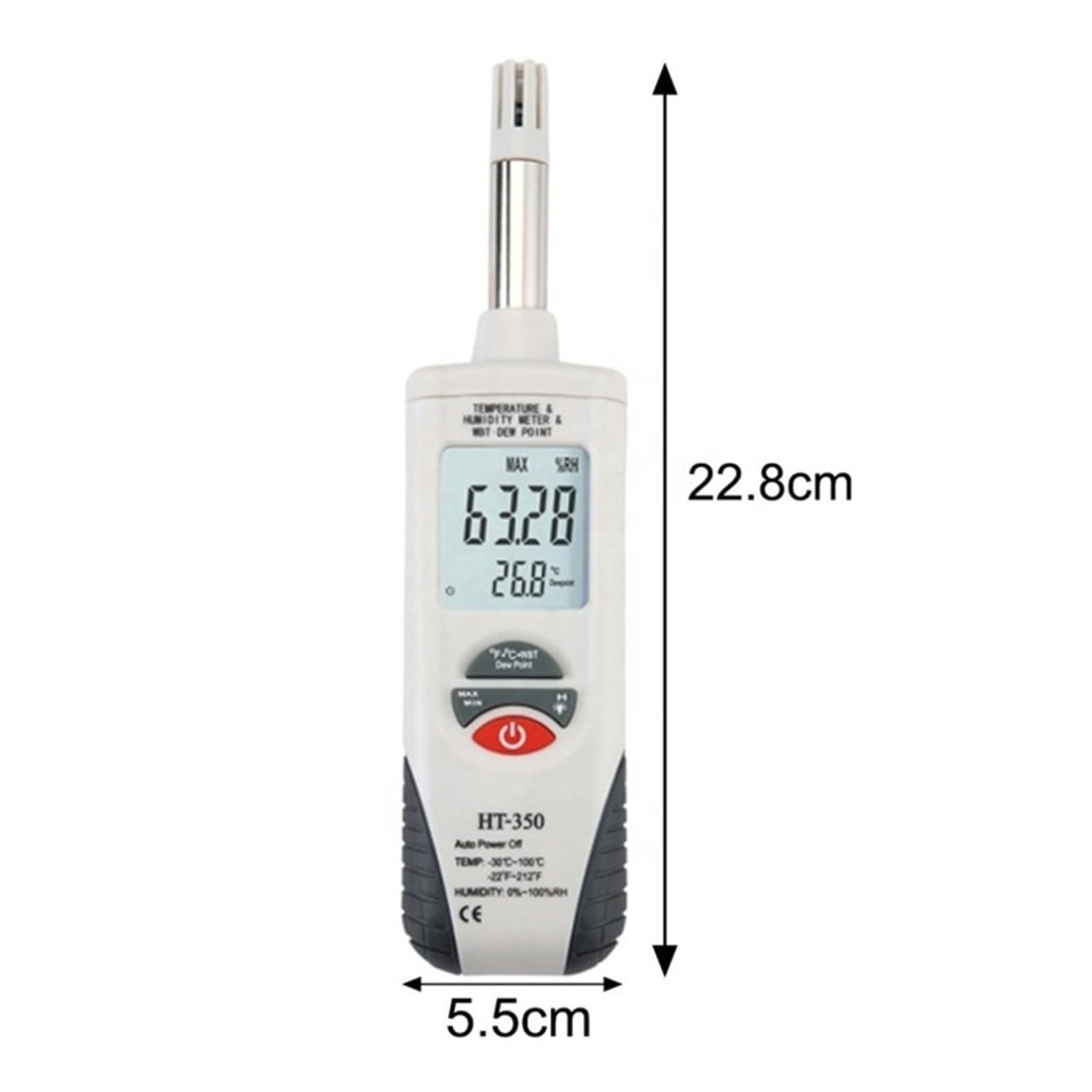 Termómetro higrómetro digital portátil HT-350 - Medidor de temperatura y humedad interior y exterior con pantalla LCD