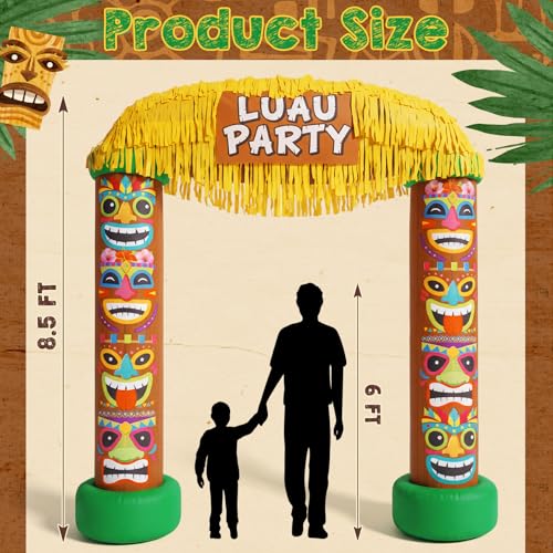 JolliLudo 8.5 FT Tiki Luau Party Inflatable Archway Decoration Giant Hawaiian Blow up Yard Decorations with Built-in LEDs for Summer Tiki Luau Party Indoor Outdoor Beach Garden Decor(Classic) — view 3