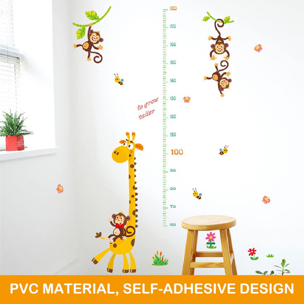 Adesivo da parete Metro graduato per bambini Giraffa 3D altimetro decorazione cameretta