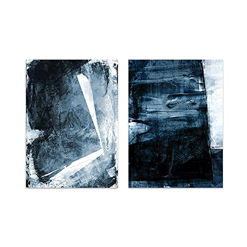 Poster abstrait bleu marine art fluide nordique pour créer une ambiance zen dans votre salon