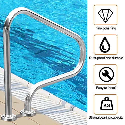 Barandilla para piscina acero inoxidable 3 peldaños 80 cm miniatura 5