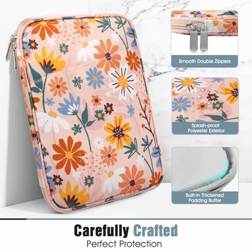 Image of TiMOVO 9-11 inch Tablet Sleeve Bag for iPad 11-inch A16 2025, iPad 10.9 inch /10.2 inch| Air 11 Inch /5th /4th Gen. 10.9 inch, Galaxy Tab A9+ /A11Plus 11 inch, Protective Bag with Pocket, Yellow Flower