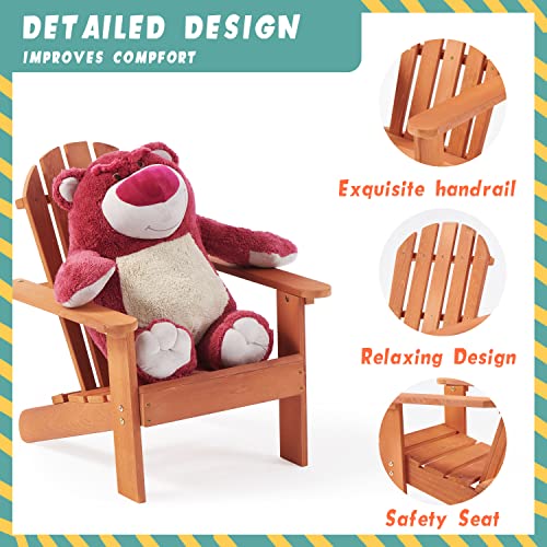 Kids Outdoor Wooden Adirondack Chair for Patio Garden Backyard Porch Pool - Thumbnail 4
