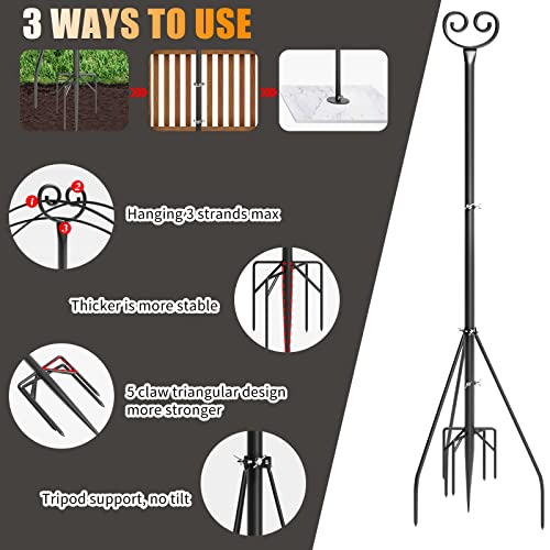 2022 Upgraded String Light Poles For Outdoor (2X10 Ft) Heavy Duty Outside Light Poles Sturdy Steel Pole Stand Hooks To Hang Lights For Garden Backyard Patio Wedding Party Deck Birthday Decorations #TOP3