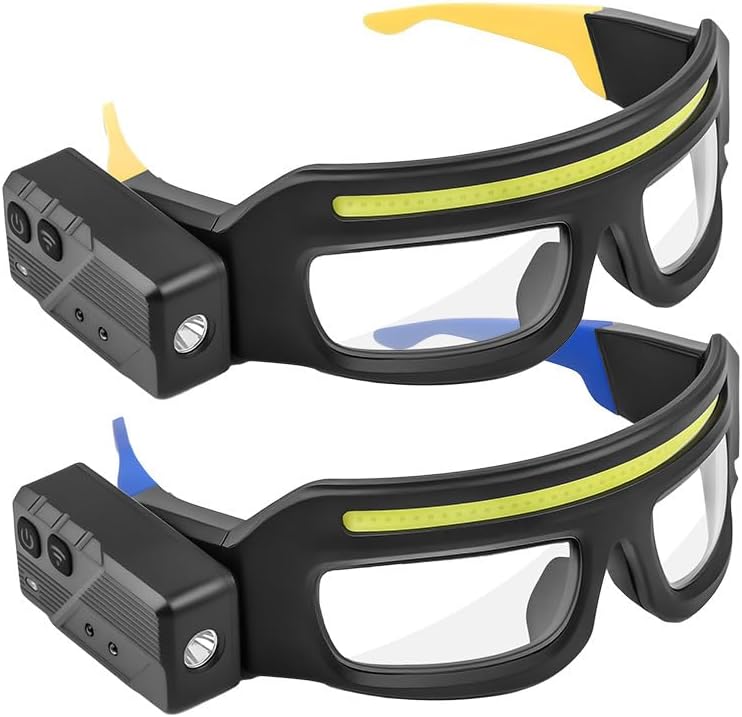 【2025 新設計】多機能 LED 安全グラス クリアー 1600mAh 長续航 + 500 ルーメン COB/XTE 複合光 5