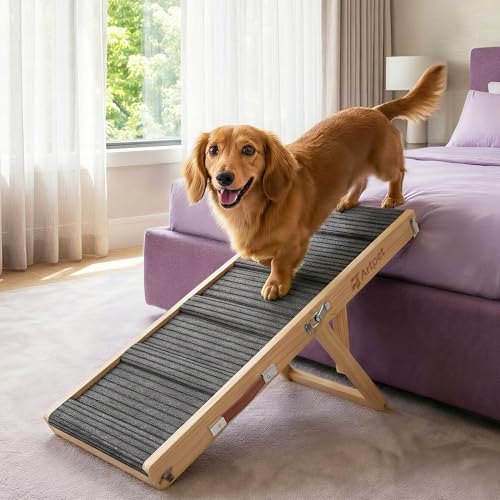 Artpet Dog Ramps for Small Dogs Folding Dog Ramp for Couch Bed Portable Pet Ramp for Cats Adjustable Height 21”, Up to 35lbs