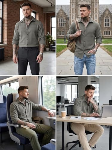 Image of GRECIILOOKS Casual Shirt for Men's | Full Sleeve Textured Shirts for Men | Regular Fit Wrinkle Free Premium Shirts for Man | Biker Streetwear Office Travel Dinner Style