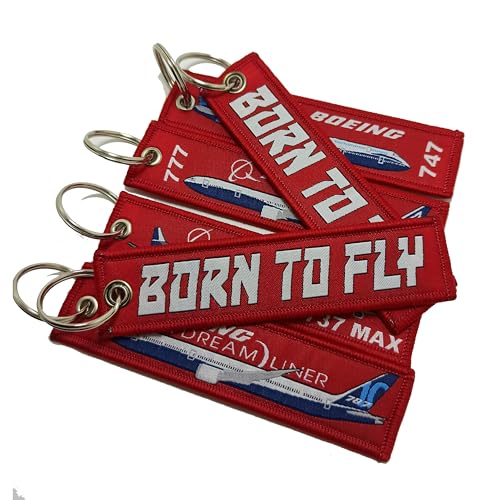 Image of 4 Pcs Pack Aviation Passenger Plane Aircraft Born To Fly Keyring Set B 737, B 747, B 777, B 787 Key Chain