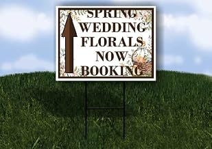 Spring Wedding Florals Now Booking Easter Spring Vintage Chicks Eggs Basket Brown Up Arrows Single Sided 18x24 in. Yard Road Sign w/Stand