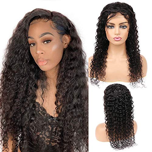 Closure Wigs Human Hair 4x4 Lace Front Wig Deep Wave With Baby Hair Free Part Deep Curl Closure Frontal Wig Pr Plucked 18 Inch Brazilian Hair Unprocessed Hair Wigs Natural Color Can Be Dye