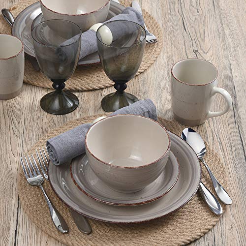 Pfaltzgraff Sadie 16-Piece Cream Dinnerware Set, Service for 4, Durable Stoneware Plates and Bowls with Classic Design, Microwave and Dishwasher Safe by Pfaltzgraff - Image 3