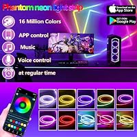 httpsmp 15M RGB+IC Neon Strip Lights, Led Streifen mit APP/Fernbedienung, Musik Sync, 24V IP65 Outdoor Wasserdichte Flexible Leiste – Ansicht 4