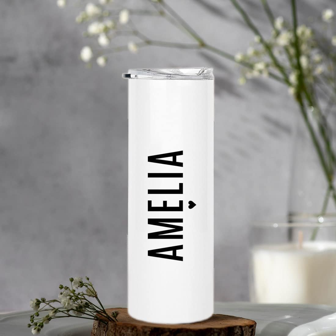 Andaz Press Personalized Bridesmaids Tumbler with Lid and Straw 20 oz Skinny Tumbler Minimal Stainless Steel Insulated Tumbler For Women, Bridal Party, Bachelorette Party, Bridesmaid Gift, 1-Pack