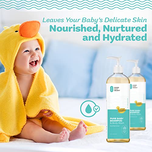 Hand Over Heart Baby Care Gift Set - Plant Derived Baby Shampoo And Body Wash (12Oz) With Baby Lotion And Moisturizer (8Oz) - Hypoallergenic Skin Care - Specially Formulated For Baby's Sensitive Skin #TOP2