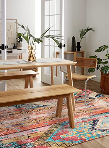 Wonnitar Machine Washable Large Area Rug - 5X7 Bohemian Ultra-Thin Living Room Bedroom Dining Room Throw Rug,Non-Slip Southwestern Printed Vintage Nursery Mat,Non-Shed Distressed Indoor Carpet #TOP5