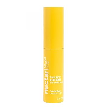 Nectar Life Hydrating Hand Spray Lotion, Vanilla Musk Scent, 10ml Travel Size Lightweight, Non-Greasy, TSA-Friendly Moisturizing Mist