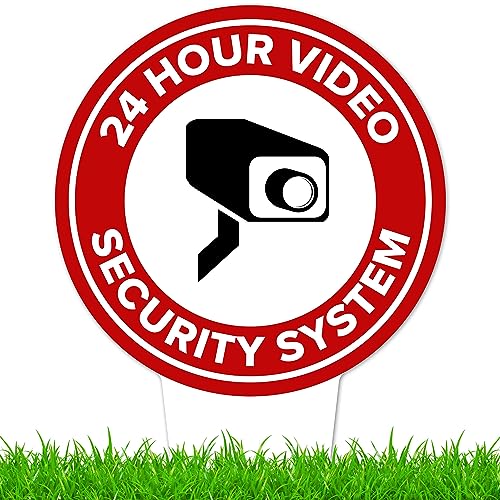 Image of 24 Hour, Video Security System Sign, 11x21, Heavy Duty Integrated Ground Stakes, Indoor /Outdoor Use, Rust Free Aluminum Composite, Made in USA by My Sign center