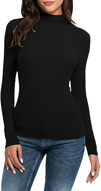 Going Out Tops Long Sleeve Mock Turtleneck Blouse Tops Slim Fit Stretchy Layer Tee Shirts Plus Size Tops for Women