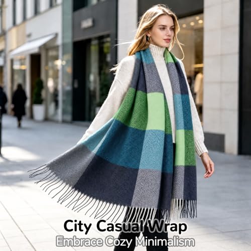 Image of Loritta Winter Scarf for Women, Long Plaid Shawl Wraps Scarves Gifts