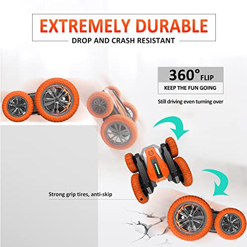Gesture Sensing Rc Stunt Car, Hobby Rc Cars 2.4Ghz Double Sided Fast Drift Rc Stunt Car With Headlights, Rechargeable Off-Road Rc Crawler With 360 Flips, Birthday Gifts Race Toy Cars For Kids Boys #TOP4