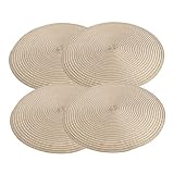 TOGEVAL 1 Set 4 Pcs Insulated Placemat Coffee Drink Hyacinth Placemats Desk Mat for Desktop Woven Dr