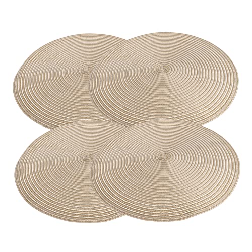 Togeval 1 Set 4 Pcs Insulated Placemat Coffee Drink Hyacinth Placemats Desk Mat For Desktop Woven Drink Coasters Vintage Coasters Washable Table Mats Non-Skid Placemat Anti-Skid Mat Ramie #TOP17