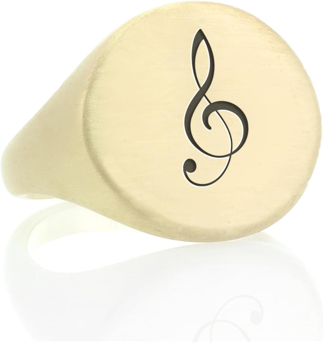 Music Notes Gold Signet Ring - Bold Statement Jewelry for Musicians - Engraved Unisex Music Design