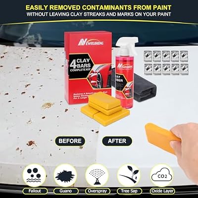 Car Clay Bars Auto Detailing and Clay Synthetic Lubricant Kit with 4 PCS Clay Bars, Clay bar Lubricant Tablets 10 Pack, Spray Bottle and Microfiber Towel for Car Detailing Cleaning