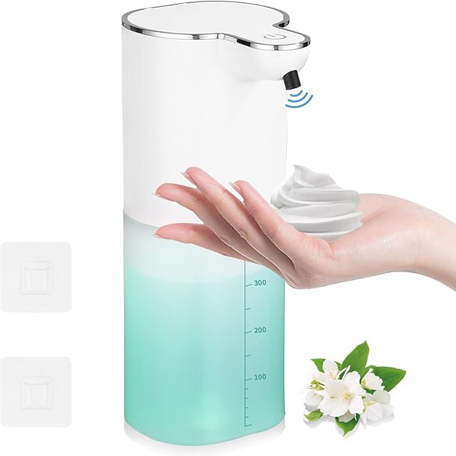 JOFLVA Automatyczny dozownik mydła, mocowanie ścienne bez wiercenia, 400 ml, elektryczny dozownik mydła, ładowany przez USB, wodoszczelny IPX5, do kuchni i łazienki