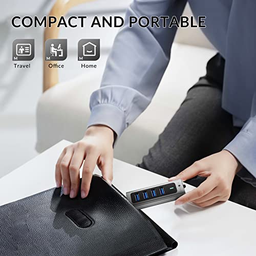 USB C HUB for Laptop [1G File Transfer 3s], USB 3.0 HUB Supports 2 * 1TB 2.5'' Hard Drive Enclosures, Aluminum 4 Port USB HUB with 5.9 inch Cable for Xbox, Flash Drive, HDD, Console etc image 7