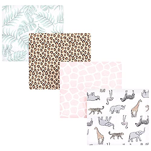 Image of Hudson Baby Unisex Baby Cotton Flannel Receiving Blankets, Modern Pink Safari, One Size