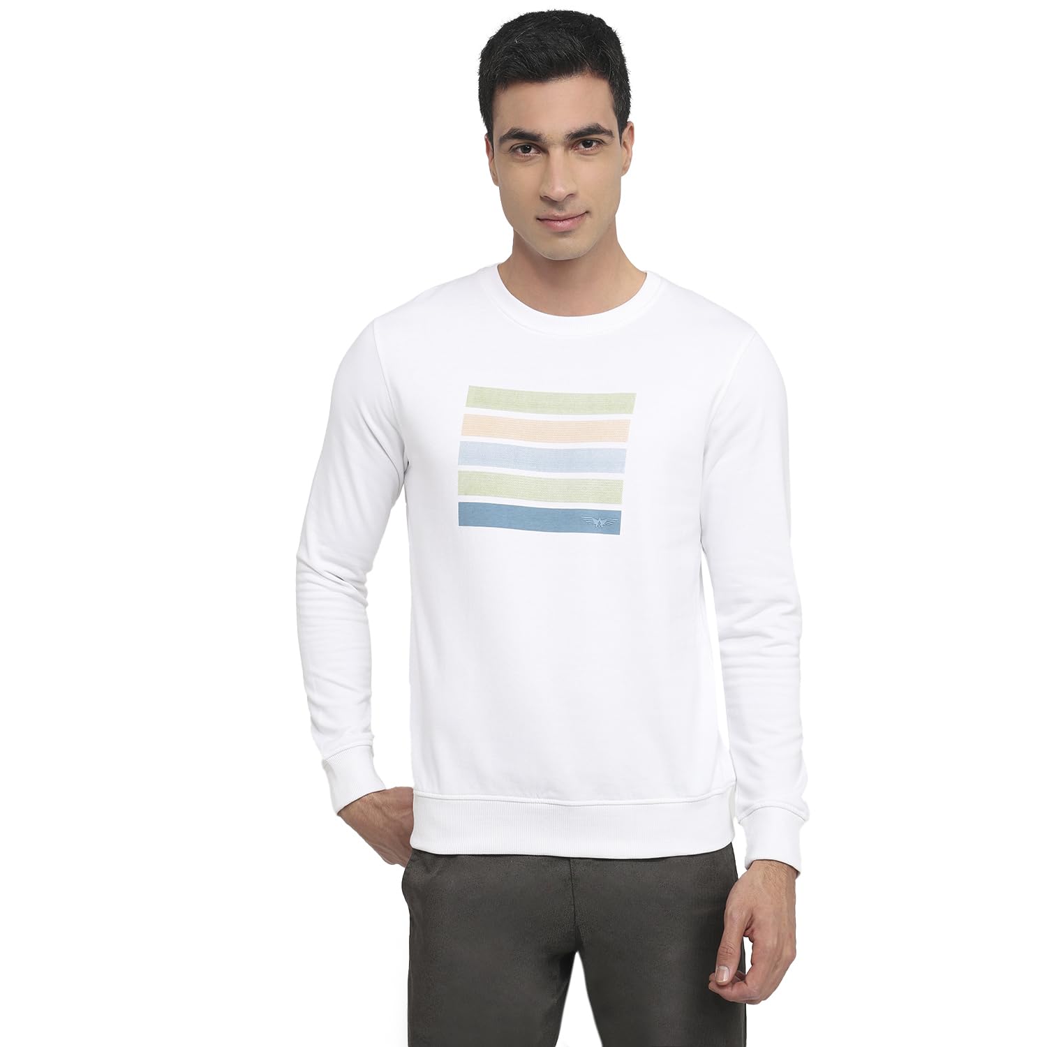 Park Avenue Men Slim Fit Print Pattern Cotton Polyester Blend Round Neck Full Sleeve Casual Sweat Shirt-picture-10