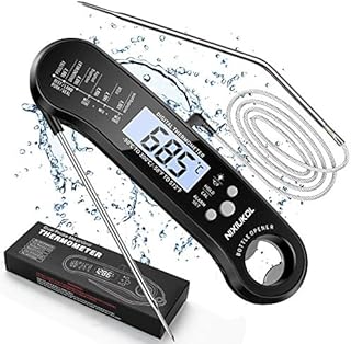NIXIUKOL Upgrade Digital Fleischthermometer Instant Read Grillthermometer Wasserdicht | Präzis Küchenthermometer Bratenthermometer | Haushaltsthermometer mit Hintergrundbeleuchtung, 2 Sonden