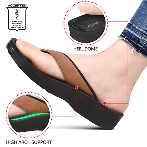 Image of AEROTHOTIC Comfy Arch Support flip flops for women Split Toe Stylish Cushioned Strap with non-slip footbed Walking Dressy Sandals Indoor and Outdoor